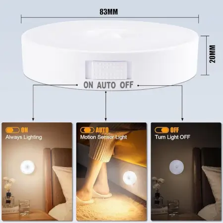 Motion Sensor Light for Home with USB Charging Wireless Self Adhesive LED Body Induction Lamp Sensor Light for Wardrobe Lights with Sensor Night Light for Cupboard Stairs (White)