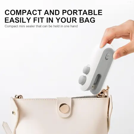 Mini Bag Sealer, 2 in 1 Seal & Cutter Heat Sealers, TYPE-C USB Charging Portable Bag Reseller, Handle Food Sealer, Sealing Machine for Food Storage Plastic Bags Snacks Keep Food Fresh ( defau