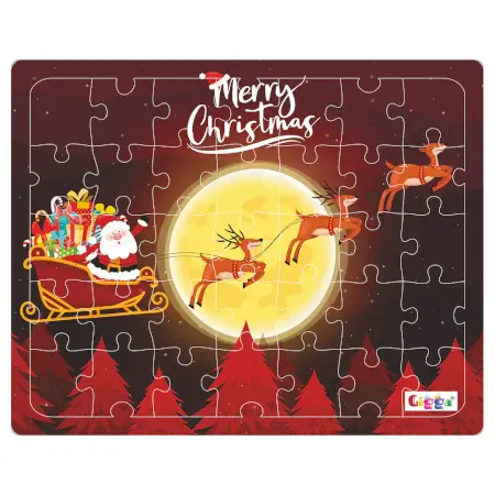 Christmas 35pc Acrylic Puzzle (Light) Festive Kids Puzzle with Wooden Base, Safe & Durable, 8x10 Inches ( multicolor, Standard )