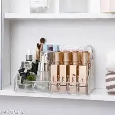 16-Compartment Makeup Organizer – Plastic Vanity Storage for Cosmetics, Brushes, Perfume & Lipsticks ( default, Free Size ).