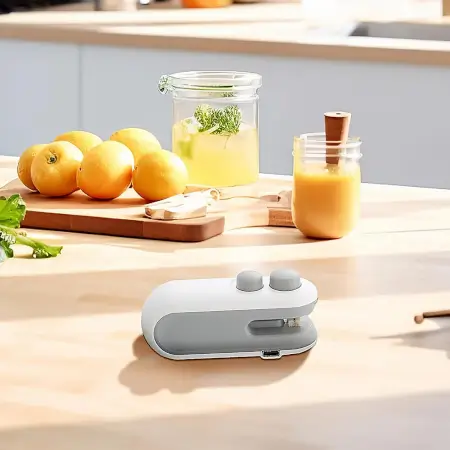 Mini Bag Sealer, 2 in 1 Seal & Cutter Heat Sealers, TYPE-C USB Charging Portable Bag Reseller, Handle Food Sealer, Sealing Machine for Food Storage Plastic Bags Snacks Keep Food Fresh ( defau