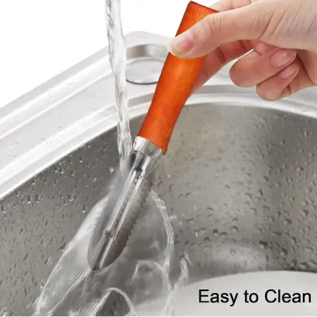 Stainless Steel Peeler with Wooden Handle Ergonomic, Razor-Sharp Blade for Easy Peeling ( default, Standard ).