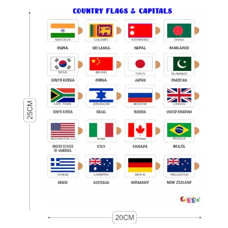 County Flags and Capitals Acrylic Puzzle Interactive & Educational, Safe & Durable for Kids ( multicolor, Standard )
