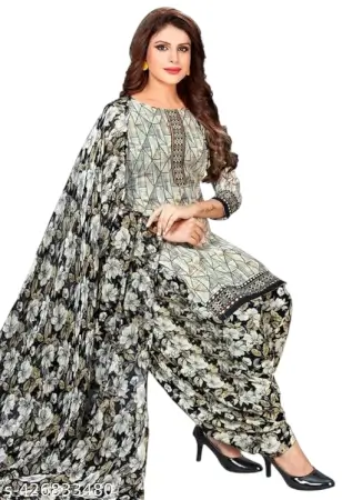 Women & Girls Crepe/Polyester Leon Printed Unstitched Suit & Dress Material with Chiffon Dupatta ( default, Standard )