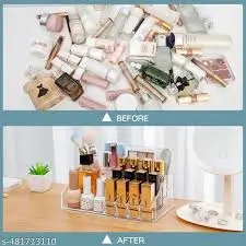 16-Compartment Makeup Organizer – Plastic Vanity Storage for Cosmetics, Brushes, Perfume & Lipsticks ( default, Free Size ).