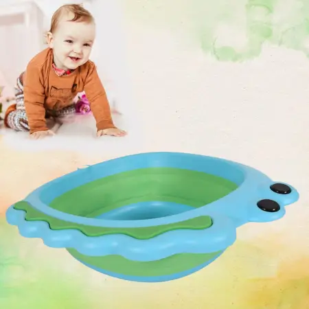 Frog Shape Wash Basin, Space Saving Multi Function Foldable Baby Wash basin Easy Clean Lightweight Thicken for Washing Face for Home (33—31Cm / 1 pc) ( default, Standard ).