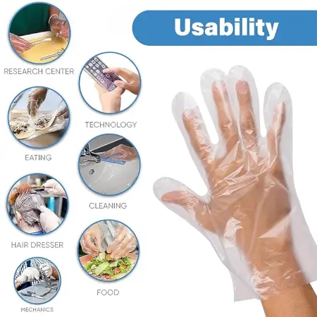 Biodegradable Food Grade Disposable Hand Gloves | Transparent & Disposable Gloves( 500 Pec In 1 Box) ( default, Standard )