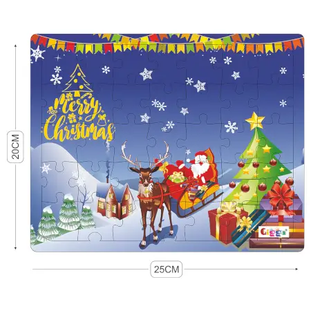 Christmas 35-Piece Acrylic Puzzle (Blue) for Kids Colourful Educational Puzzle with Wooden Base (8x10 Inches) ( multicolor, Standard )