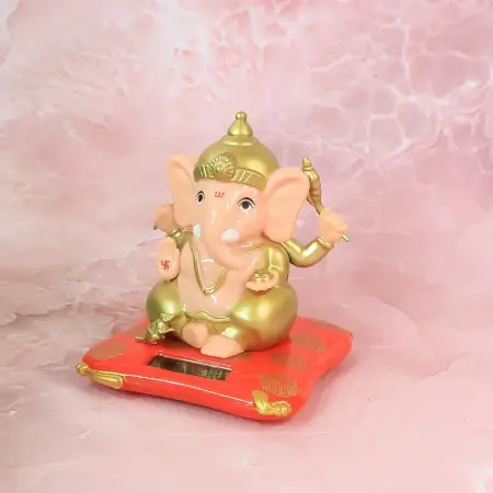 Decorative Medium Lord Ganesh Idol with Solar-Powered Base – Home & Office Decor – 1 Pc ( default, Standard )