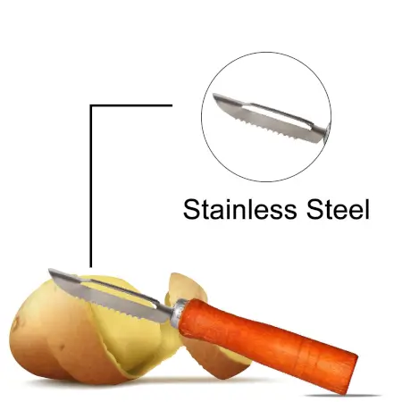 Stainless Steel Peeler with Wooden Handle Ergonomic, Razor-Sharp Blade for Easy Peeling ( default, Standard ).