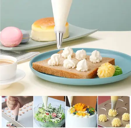 Krifton 100 pcs Pastry Cake Icing Piping Decorating Bags Anti Burst Icing Bags for Cream Frosting, Cakes and Cookies Decoration (26 X 17 CM, Clear) - Pack of 100 ( default, Small )