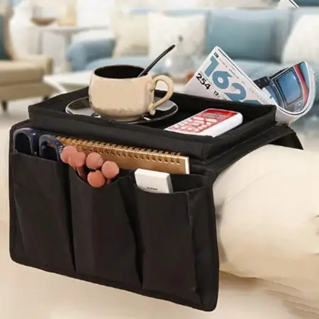 Sofa Arm Rest Hanging Storage Bag, Storage Bag for Sofa Ideal for Sorting Magazines iPad Books (Black) ( black, Standard ).