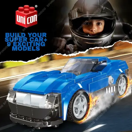 10-in-1 Racing Car Building Blocks Set | 195+ PCS STEM Construction Kit | DIY Educational Engineering Toy for Kids Ages 6+ Boys & Girls ( Blue) ( blue, Standard )