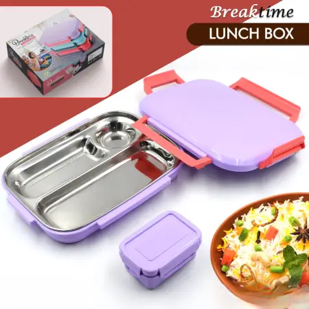 Lunch Box Plastic with steel plate, small lunch box High Quality Box For Kids School Customized Plastic Lunch Box for Girls & Boy ( default, SMALL ).