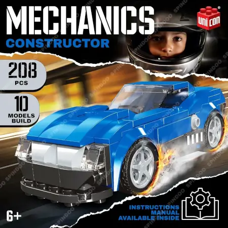 10-in-1 Racing Car Building Blocks Set | 195+ PCS STEM Construction Kit | DIY Educational Engineering Toy for Kids Ages 6+ Boys & Girls ( Blue) ( blue, Standard )