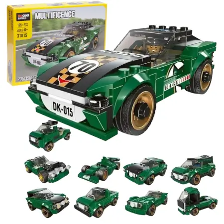 10-in-1 Racing Car Building Blocks Set | 195+ PCS STEM Construction Kit | DIY Educational Engineering Toy for Kids Ages 6+ Boys & Girls ( Green) ( green, Standard )
