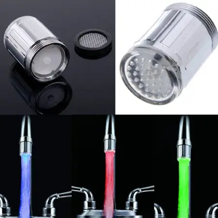 Multi-Color Changing LED Faucet Light Adapter for Bathroom & Kitchen Sink Energy Saving, Easy Installation, No Battery Required (1 Pc) ( default, Standard ).