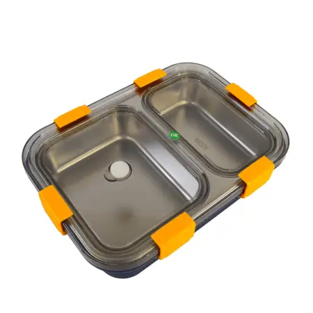 Leak-Proof Stainless Steel Lunch Box with 2 Compartments & Spoon BPA-Free, Freezer Safe ( default, Standard ).