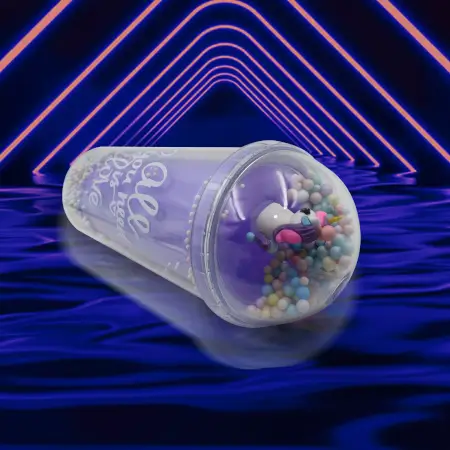 Design Printed Sipper Bottle With Toy, LED Glow Light, Double Wall Sipper Glass Water Bottle , Sipper Bottle With Straw For Girls And Kids for Boys and Girls School/Tuition/Gym (Pack of 1).