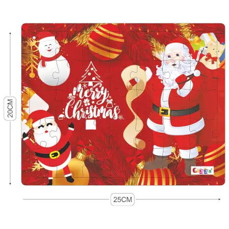 Christmas 35pc Acrylic Puzzle (Dark) Festive Educational Puzzle for Kids with Wooden Base, 8x10 Inches ( multicolor, Standard )