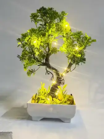 Artificial Bonsai Plant with Cork Light – Home & Office Decorative Plastic Plant. ( default, Free Size )