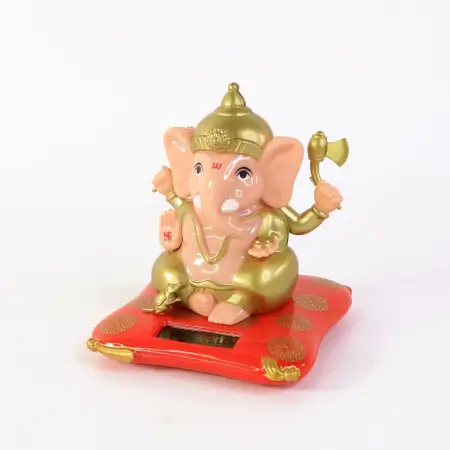 Decorative Medium Lord Ganesh Idol with Solar-Powered Base – Home & Office Decor – 1 Pc ( default, Standard )