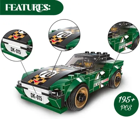 10-in-1 Racing Car Building Blocks Set | 195+ PCS STEM Construction Kit | DIY Educational Engineering Toy for Kids Ages 6+ Boys & Girls ( Green) ( green, Standard )