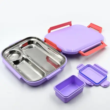 Lunch Box Plastic with steel plate, small lunch box High Quality Box For Kids School Customized Plastic Lunch Box for Girls & Boy ( default, SMALL ).