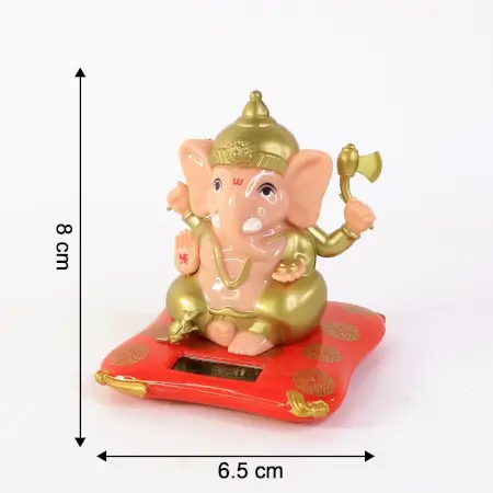 Decorative Medium Lord Ganesh Idol with Solar-Powered Base – Home & Office Decor – 1 Pc ( default, Standard )