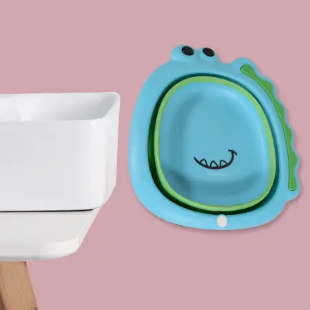 Frog Shape Wash Basin, Space Saving Multi Function Foldable Baby Wash basin Easy Clean Lightweight Thicken for Washing Face for Home (33—31Cm / 1 pc) ( default, Standard ).