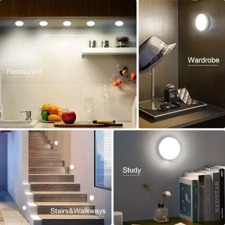 Motion Sensor Light for Home with USB Charging Wireless Self Adhesive LED Body Induction Lamp Sensor Light for Wardrobe Lights with Sensor Night Light for Cupboard Stairs (White)