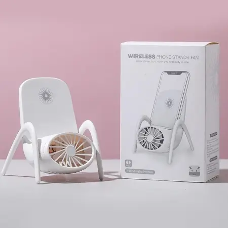 Portable Mobile Phone Holder Fan Personal Fan Multi- Function Fan Handheld Charging Fan (Battery Not Include) ( default, Standard ).