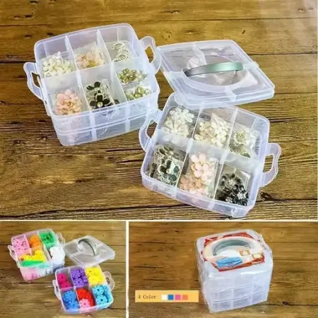 18 Grid Plastic Jewellery Organiser For Pills, Jewellery And Small Items (White) ( default, OS )