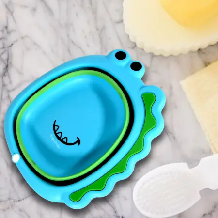 Frog Shape Wash Basin, Space Saving Multi Function Foldable Baby Wash basin Easy Clean Lightweight Thicken for Washing Face for Home (33—31Cm / 1 pc) ( default, Standard ).