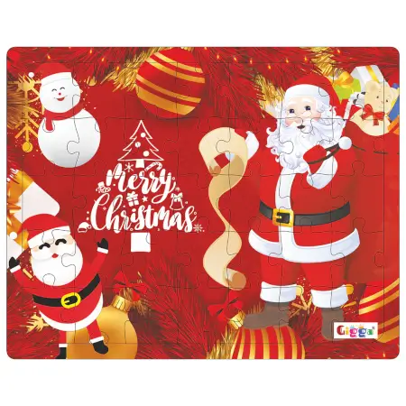 Christmas 35pc Acrylic Puzzle (Dark) Festive Educational Puzzle for Kids with Wooden Base, 8x10 Inches ( multicolor, Standard )