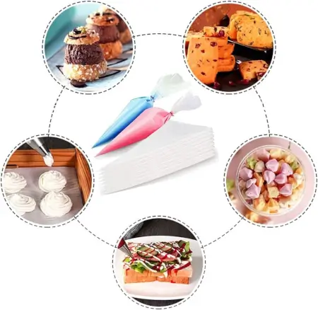 Krifton 100 pcs Pastry Cake Icing Piping Decorating Bags Anti Burst Icing Bags for Cream Frosting, Cakes and Cookies Decoration (26 X 17 CM, Clear) - Pack of 100 ( default, Small )