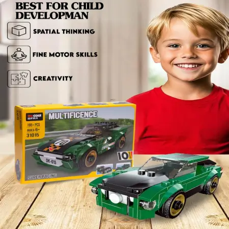 10-in-1 Racing Car Building Blocks Set | 195+ PCS STEM Construction Kit | DIY Educational Engineering Toy for Kids Ages 6+ Boys & Girls ( Green) ( green, Standard )