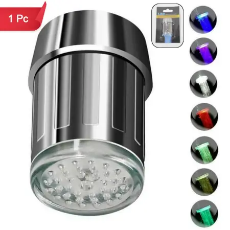 Multi-Color Changing LED Faucet Light Adapter for Bathroom & Kitchen Sink Energy Saving, Easy Installation, No Battery Required (1 Pc) ( default, Standard ).