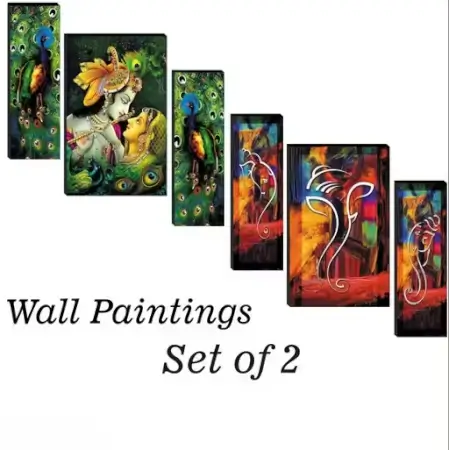 Set of 3 MDF Wall Paintings | Home Decorative Art for Living Room | 12×18 Inch (Pack of 2 Paintings) ( default, Standard )