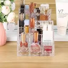 16-Compartment Makeup Organizer – Plastic Vanity Storage for Cosmetics, Brushes, Perfume & Lipsticks ( default, Free Size ).