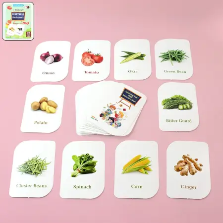 KidKraft 32-Piece Educational Vegetable Flash Cards Set for Toddlers & Kids – Real Images for Preschool & Early Learning ( default, OS )